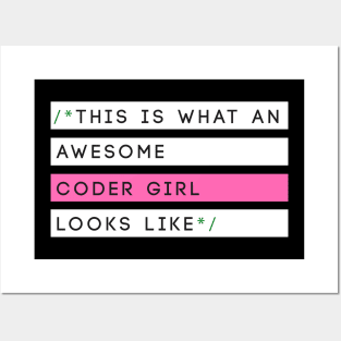 This is What an Awesome Coder Girl Looks Like T-shirt Gift Posters and Art